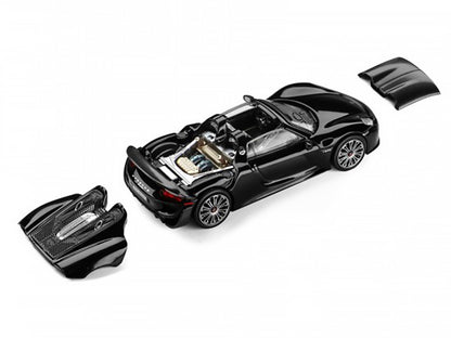 Porsche 918 Spyder Black with Carbon Top 1/64 Diecast Model Car by Trends Hobby-2