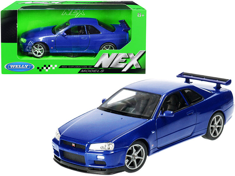 Nissan Skyline GT-R (R34) RHD (Right Hand Drive) Blue Metallic "NEX Models" 1/24 Diecast Model Car by Welly by Welly