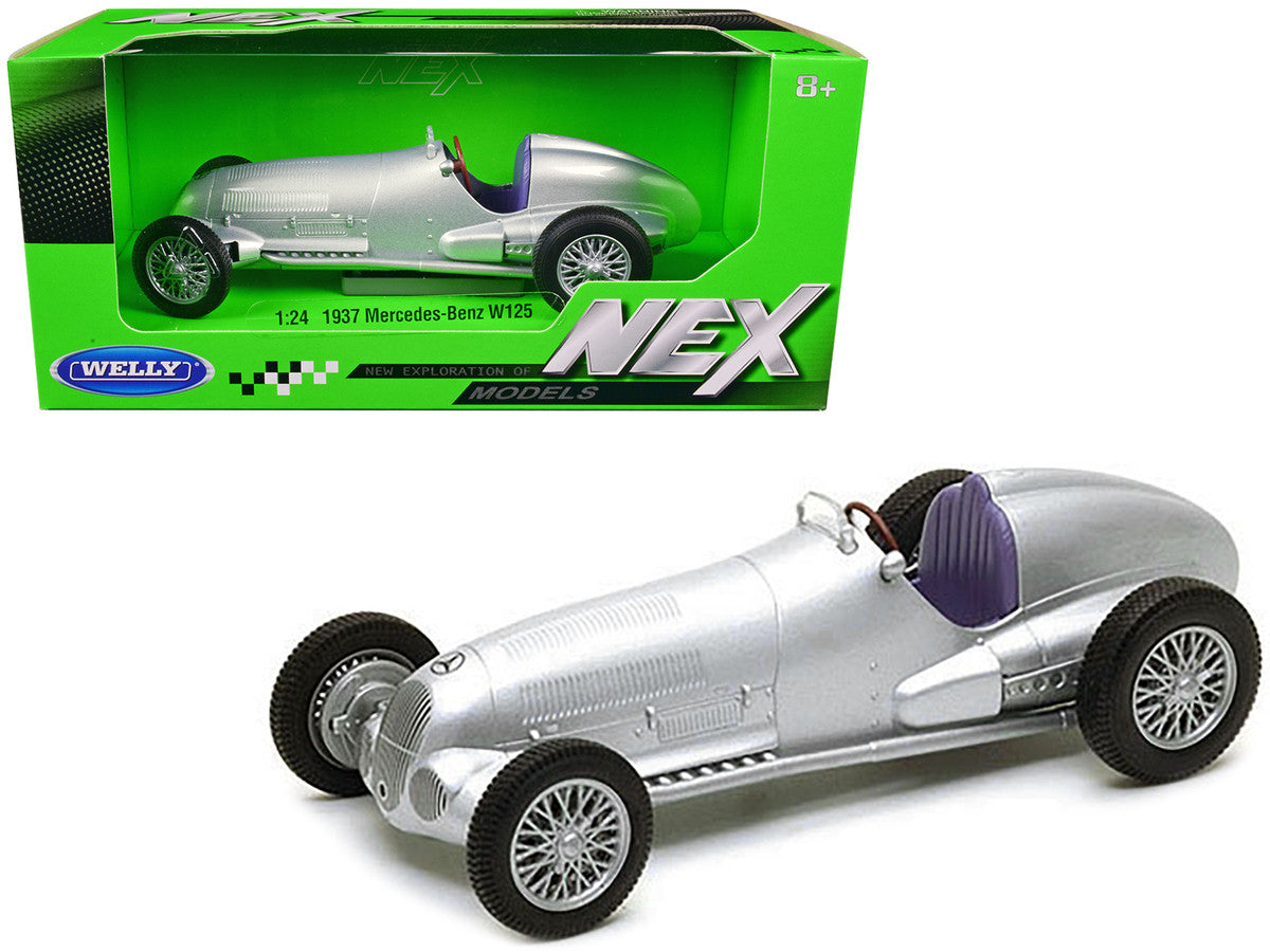 1937 Mercedes-Benz W125 Silver Metallic "NEX Models" Series 1/24 Diecast Model Car by Welly by Welly