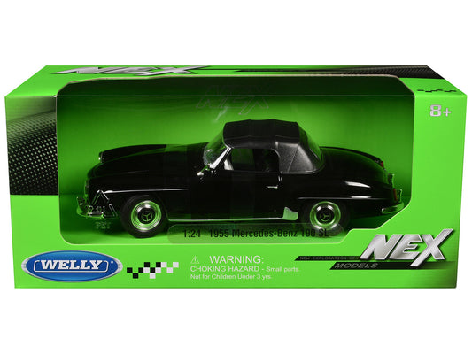 1955 Mercedes-Benz 190 SL (Closed Roof) Black "NEX Models" Series 1/24 Diecast Model Car by Welly by Welly
