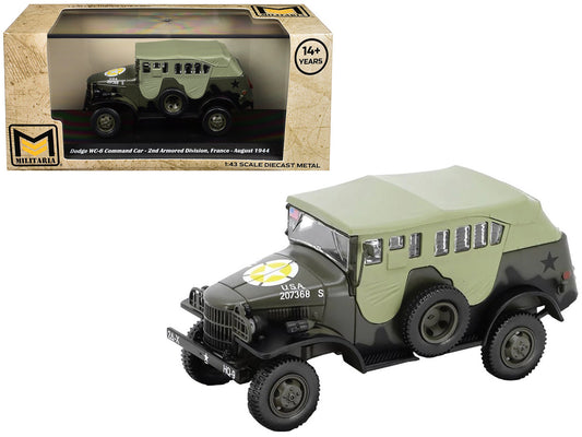 Dodge WC-6 Command Car with Canvas Top Olive Drab "2nd Armored Division France" (1944) United States Army 1/43 Diecast Model by Militaria Die Cast by Militaria Die Cast