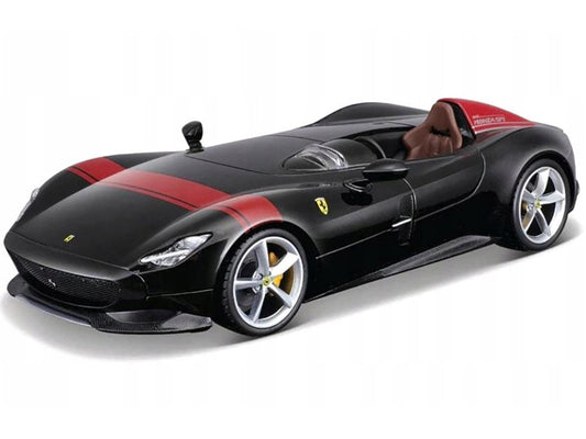 Ferrari Monza SP1 Black Metallic with Red Stripes "Race & Play" Series 1/24 Diecast Model Car by Bburago by Bburago