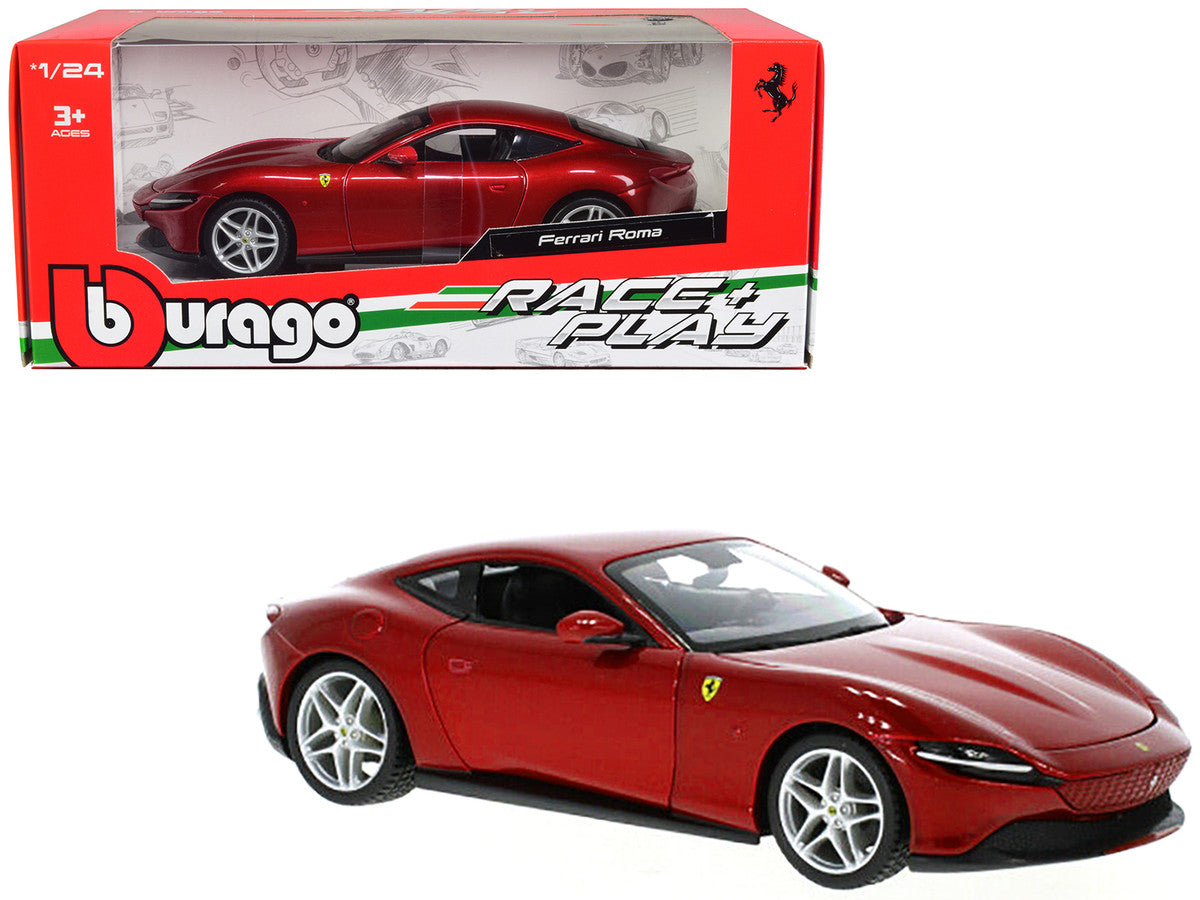 Ferrari Roma Red Metallic "Race + Play" Series 1/24 Diecast Model Car by Bburago by Bburago