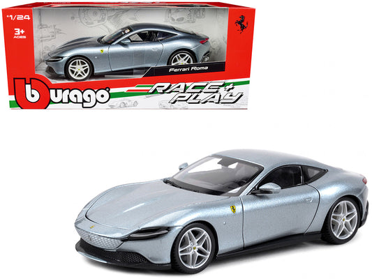 Ferrari Roma Gray Metallic "Race + Play" Series 1/24 Diecast Model Car by Bburago by Bburago