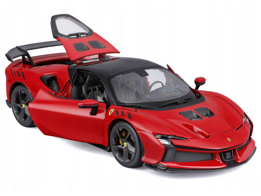 Ferrari SF90 XX Stradale Red with Black Top "Race and Play" Series 1/24 Diecast Model Car by Bburago by Bburago
