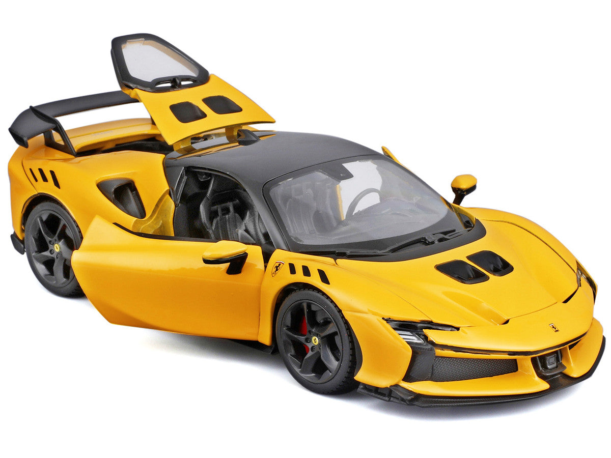Ferrari SF90 XX Stradale Yellow with Black Top "Race and Play" Series 1/24 Diecast Model Car by Bburago by Bburago