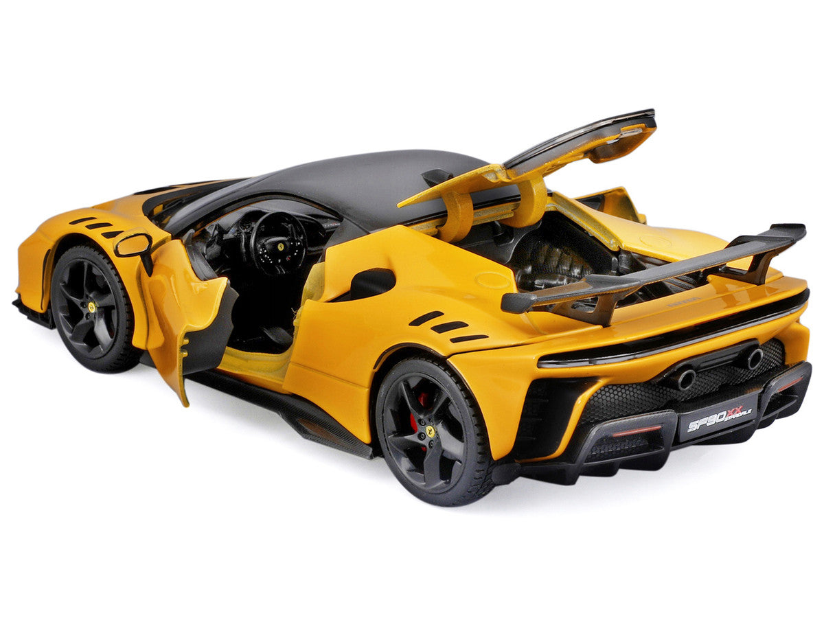 Ferrari SF90 XX Stradale Yellow with Black Top "Race and Play" Series 1/24 Diecast Model Car by Bburago by Bburago