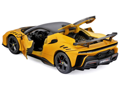 Ferrari SF90 XX Stradale Yellow with Black Top "Race and Play" Series 1/24 Diecast Model Car by Bburago by Bburago