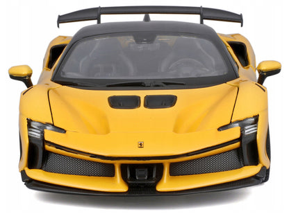 Ferrari SF90 XX Stradale Yellow with Black Top "Race and Play" Series 1/24 Diecast Model Car by Bburago by Bburago