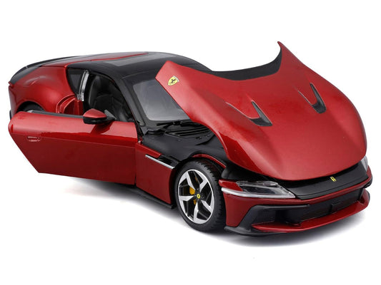 Ferrari 12Cilindri Red Metallic with Black Top "Race + Play" Series 1/24 Diecast Model Car by Bburago by Bburago