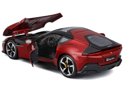Ferrari 12Cilindri Red Metallic with Black Top "Race + Play" Series 1/24 Diecast Model Car by Bburago by Bburago