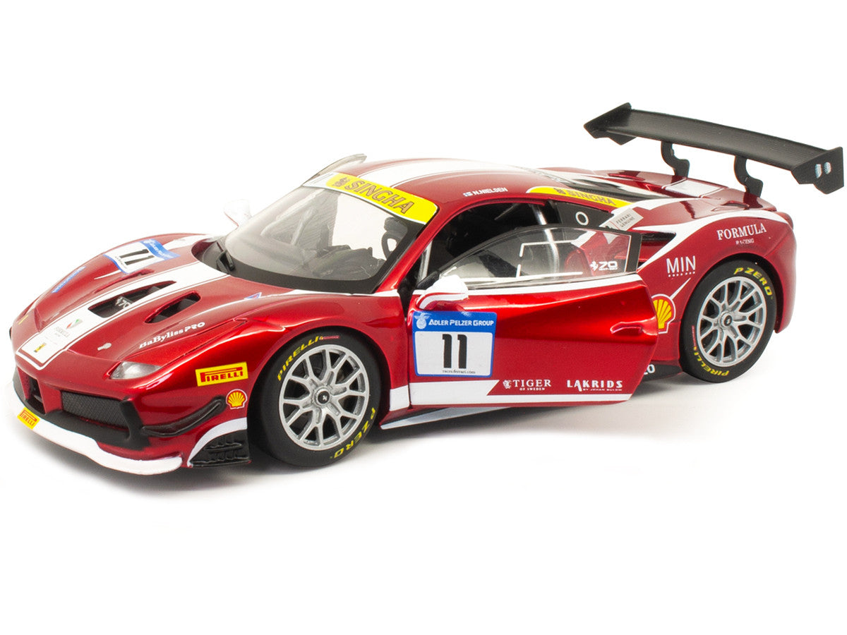 Ferrari 488 Challenge #11 Candy Red with White Stripes "Ferrari Racing" 1/24 Diecast Model Car by Bburago by Bburago