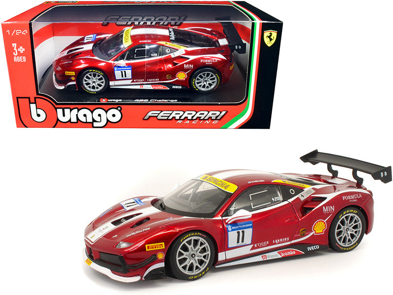 Ferrari 488 Challenge #11 Candy Red with White Stripes "Ferrari Racing" 1/24 Diecast Model Car by Bburago by Bburago