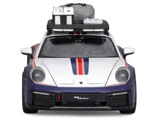 Porsche 911 Dakar #953 "Roughroads Porsche" Blue and White with Stripes and Roof Rack "Race" Series 1/24 Diecast Model Car by Bburago by Bburago