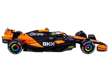McLaren MCL38 #4 Lando Norris "OKX" Winner Formula One F1 "Miami GP" (2024) with Display Case 1/24 Diecast Model Car by Bburago by Bburago