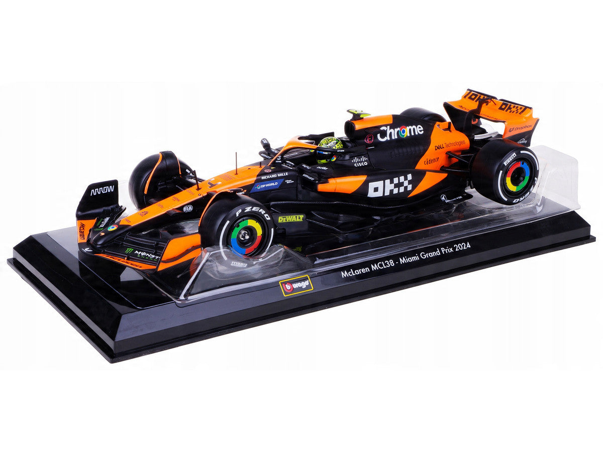 McLaren MCL38 #4 Lando Norris "OKX" Winner Formula One F1 "Miami GP" (2024) with Display Case 1/24 Diecast Model Car by Bburago by Bburago