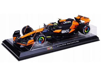 McLaren MCL38 #4 Lando Norris "OKX" Winner Formula One F1 "Miami GP" (2024) with Display Case 1/24 Diecast Model Car by Bburago by Bburago