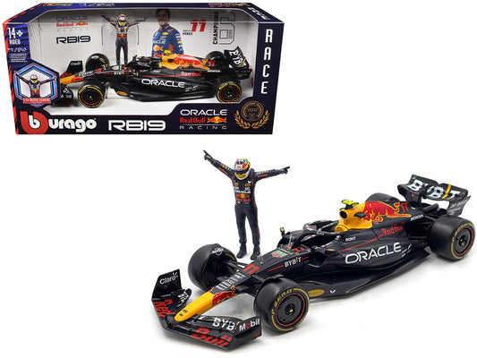 Red Bull Racing RB19 #11 Sergio Perez "Oracle" Formula One F1 Championship "Constructor Champions" (2023) with Driver Figure 1/24 Diecast Model Car by Bburago by Bburago