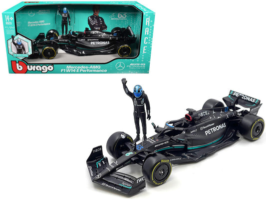 Mercedes-AMG W14 E Performance #63 George Russell "Petronas" Formula One F1 World Championship (2023) with Driver Figure 1/24 Diecast Model Car by Bburago by Bburago