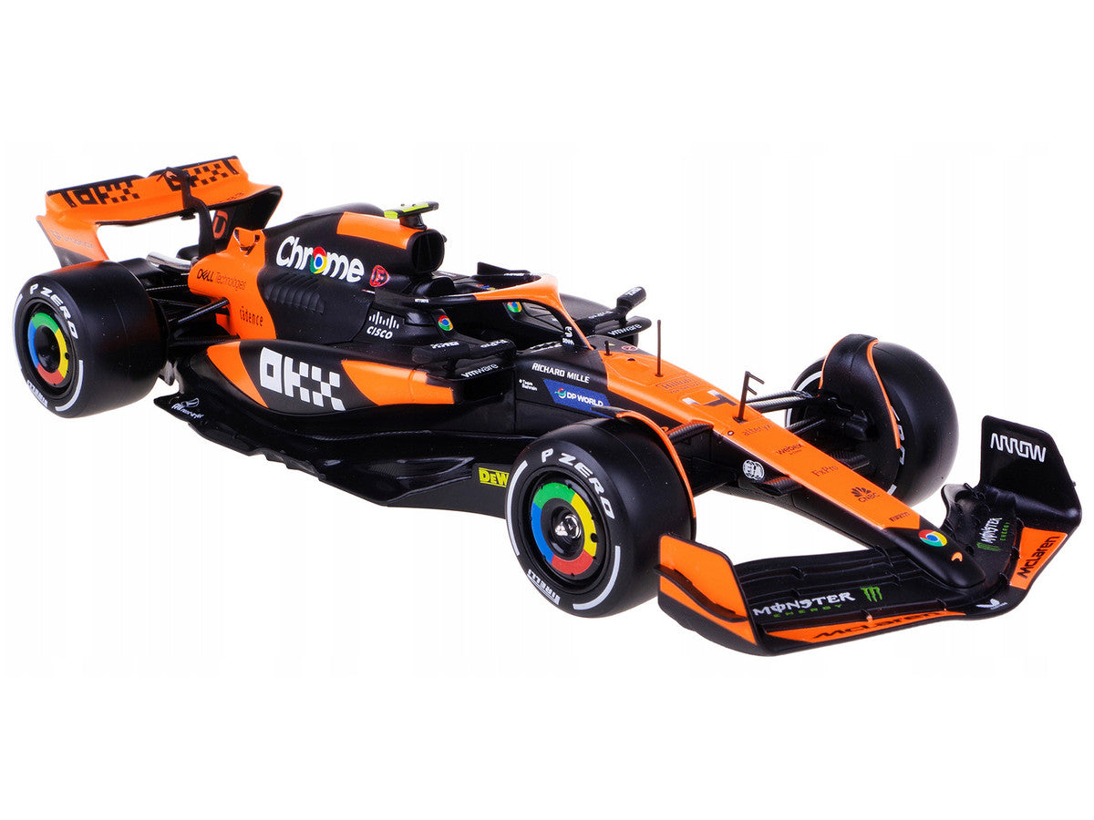 McLaren MCL38 #4 Lando Norris "OKX" Winner Formula One F1 "Miami GP" (2024) with Driver Figure "Race" Series 1/24 Diecast Model Car by Bburago by Bburago