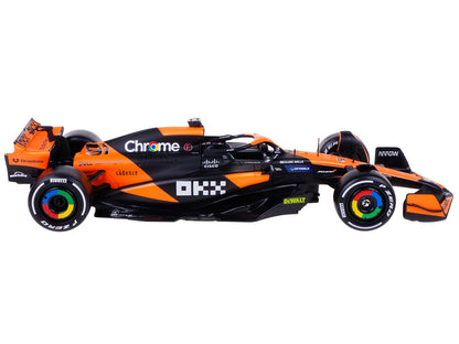 McLaren MCL38 #81 Oscar Piastri "OKX" Formula One F1 "Miami GP" (2024) with Driver Figure "Race" Series 1/24 Diecast Model Car by Bburago by Bburago