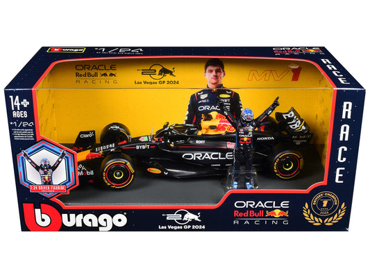 Red Bull Racing RB20 #1 Max Verstappen "Oracle" Winner Formula One F1 Championship "Drivers' Champion" (2024) with Driver Figure 1/24 Diecast Model Car by Bburago by Bburago