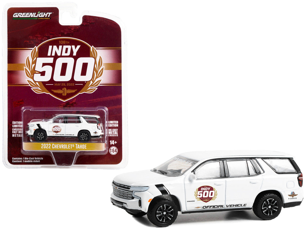 2022 Chevrolet Tahoe White "106th Running of the Indianapolis 500 Official Vehicle" (2022) "Anniversary Collection" Series 15 1/64 Diecast Model Car by Greenlight by Greenlight