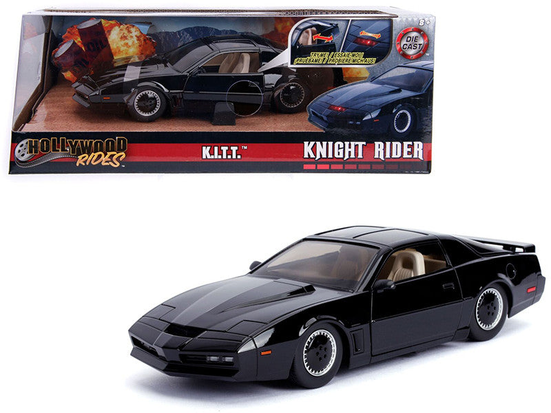 1982 Pontiac Firebird Trans Am Black with Light K.I.T.T. "Knight Rider" (1982) TV Series "Hollywood Rides" Series 1/24 Diecast Model Car by Jada by Jada