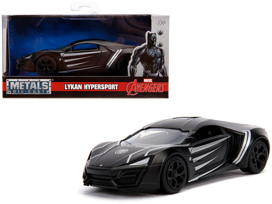 Lykan Hypersport Matt Black "Black Panther" Theme "Avengers" "Marvel" Series 1/32 Diecast Model Car by Jada by Jada