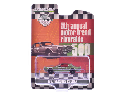 1967 Mercury Cougar "Riverside 500 Official Pace Car - Motor Trend Magazine Car of the Year" Green Metallic "Hobby Exclusive" Series 1/64 Diecast Model Car by Greenlight by Greenlight