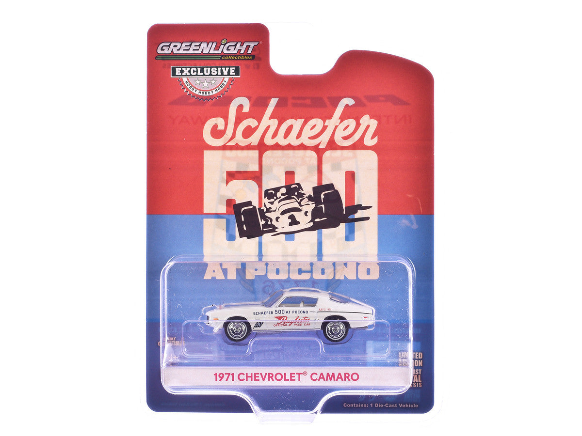 1971 Chevrolet Camaro "1971 Schaefer 500 at Pocono Raybestos Official Pace Car" White with White Interior "Hobby Exclusive" Series 1/64 Diecast Model Car by Greenlight by Greenlight