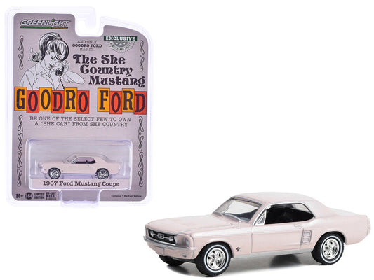 1967 Ford Mustang Coupe "She Country Special - Bill Goodro Ford Denver Colorado" Bermuda Sand "Hobby Exclusive" Series 1/64 Diecast Model Car by Greenlight by Greenlight