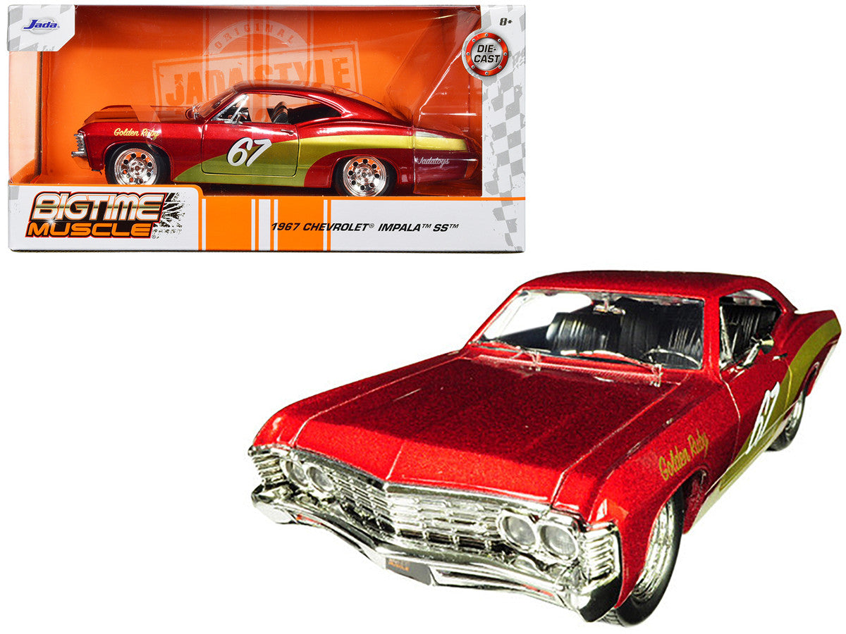 1967 Chevrolet Impala SS #67 "Golden Ruby" Red with Gold Stripes "Bigtime Muscle" 1/24 Diecast Model Car by Jada by Jada