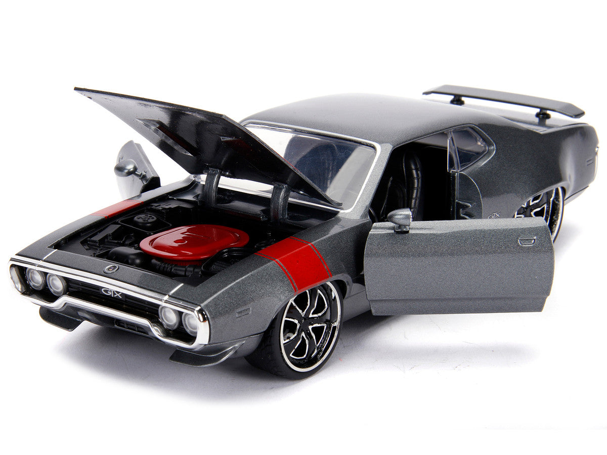 1972 Plymouth GTX 440 Metallic Gray with Red Stripe "Bigtime Muscle" 1/24 Diecast Model Car by Jada by Jada