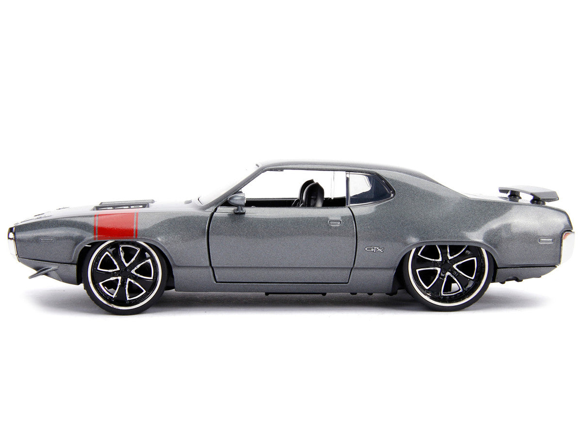 1972 Plymouth GTX 440 Metallic Gray with Red Stripe "Bigtime Muscle" 1/24 Diecast Model Car by Jada by Jada
