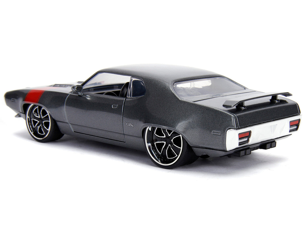 1972 Plymouth GTX 440 Metallic Gray with Red Stripe "Bigtime Muscle" 1/24 Diecast Model Car by Jada by Jada
