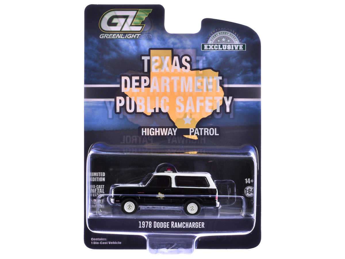1978 Dodge Ramcharger Police Vehicle "Texas Department of Public Safety Highway Patrol" Black with White Hood and Top "Hobby Exclusive" Series 1/64 Diecast Model Car by Greenlight by Greenlight