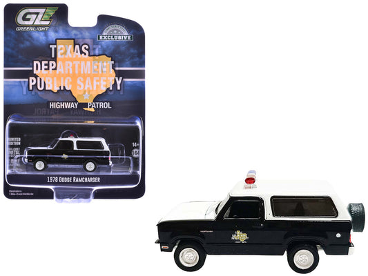 1978 Dodge Ramcharger Police Vehicle "Texas Department of Public Safety Highway Patrol" Black with White Hood and Top "Hobby Exclusive" Series 1/64 Diecast Model Car by Greenlight by Greenlight
