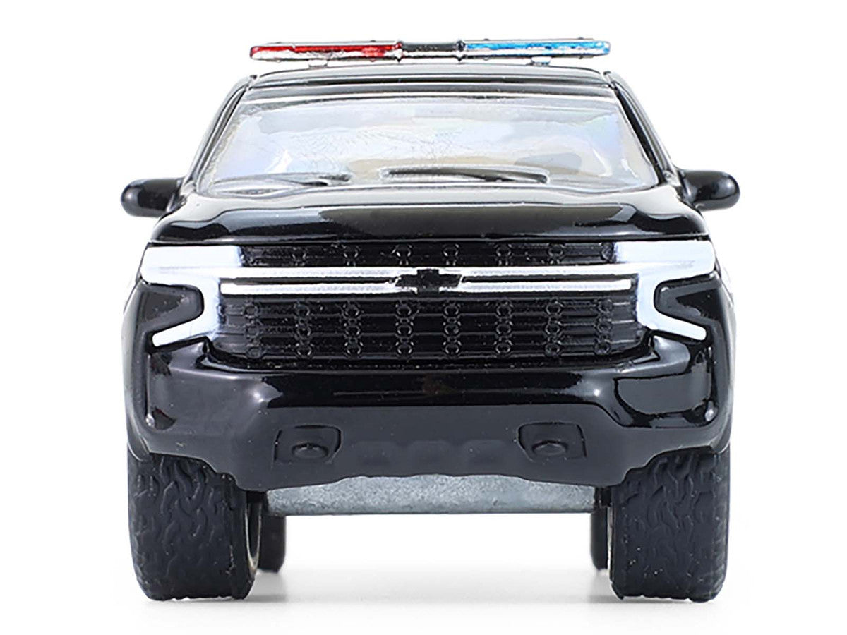 2024 Chevrolet Tahoe Police Pursuit Vehicle "Dover Police – 100th Anniversary Edition" Black with White Stripes "Hobby Exclusive" Series 1/64 Diecast Model Car by Greenlight by Greenlight
