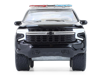 2024 Chevrolet Tahoe Police Pursuit Vehicle "Dover Police – 100th Anniversary Edition" Black with White Stripes "Hobby Exclusive" Series 1/64 Diecast Model Car by Greenlight by Greenlight