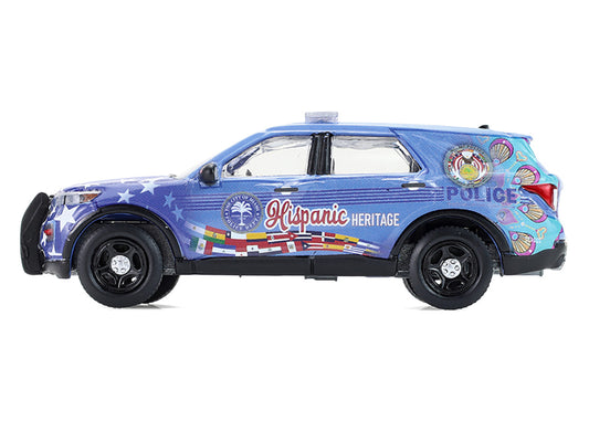 2022 Ford Police Interceptor Utility "Miami Police Department Hispanic Heritage Month" Blue with Graphics "Hobby Exclusive" Series 1/64 Diecast Model Car by Greenlight by Greenlight