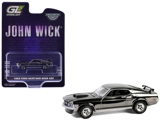 1969 Ford Mustang Boss 429 Silver Chrome Edition with Black Stripes "John Wick" (2014) Movie "Hobby Exclusive" Series 1/64 Diecast Model Car by Greenlight by Greenlight