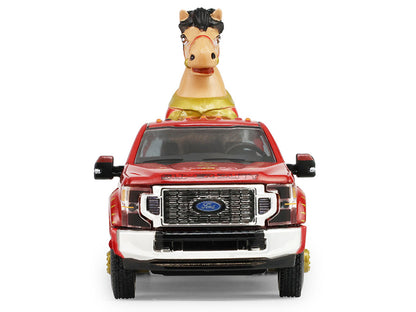 2022 Ford F-450 Dually Pickup Truck "Chinese Zodiac 2026 Year of the Horse" Red with Gold Graphics and Horse Figure "Hobby Exclusive" Series 1/64 Diecast Model Car by Greenlight by Greenlight