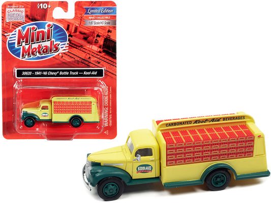 1941-1946 Chevrolet Delivery Bottle Truck Yellow and Green "Kool-Aid" 1/87 (HO) Scale Model by Classic Metal Works by Classic Metal Works