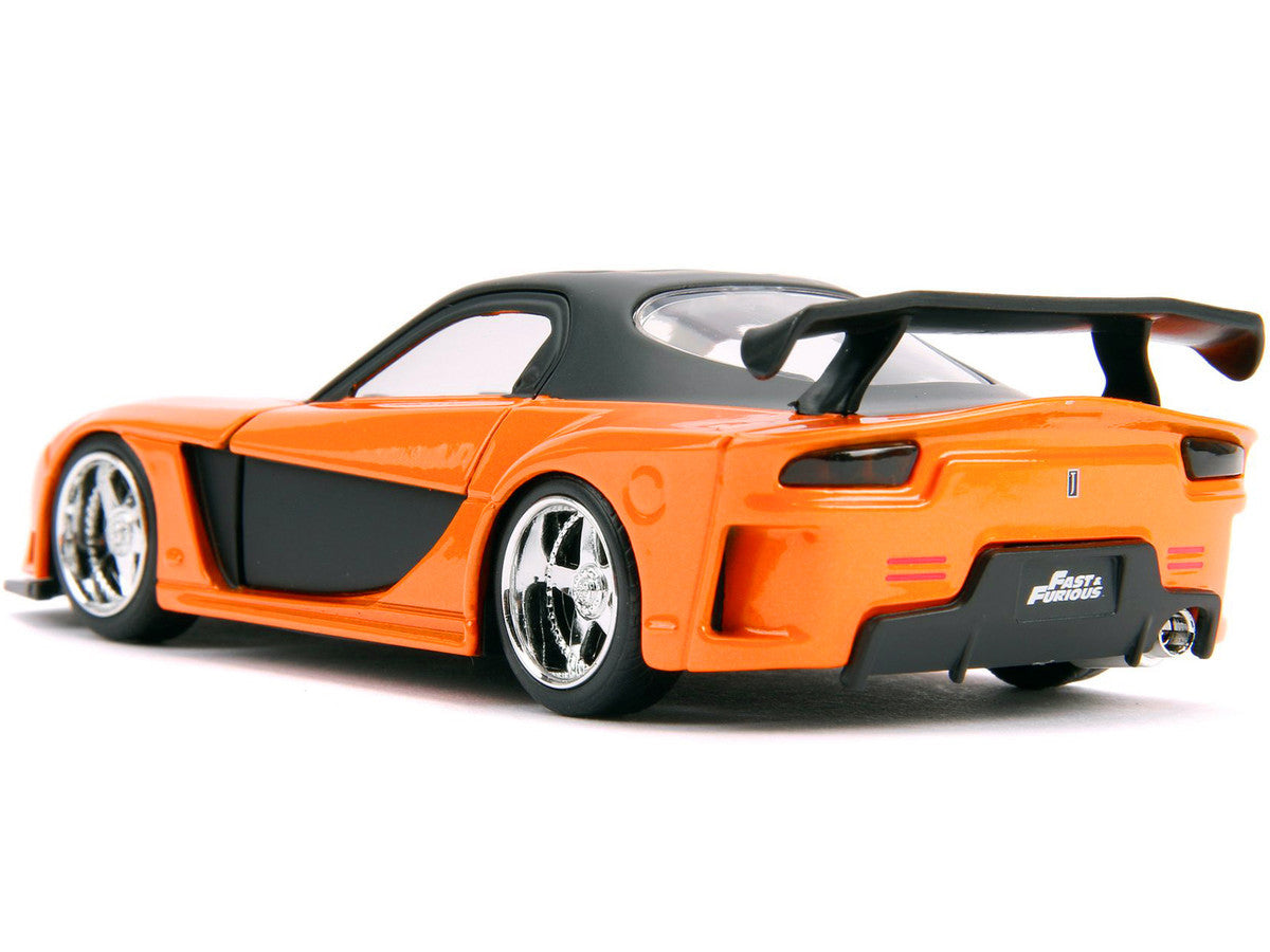 Han's Mazda RX-7 RHD (Right Hand Drive) Orange Metallic and Black "25 Years of Fast & Furious" "The Fast and the Furious: Tokyo Drift" (2006) Movie "Fast & Furious" Series 1/32 Diecast Model Car by Jada by Jada