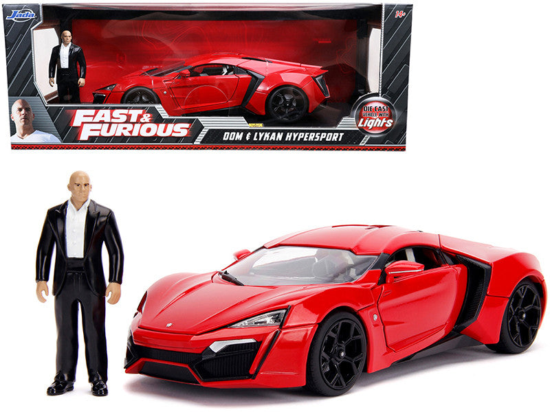 Lykan Hypersport Red with Lights and Dom Figurine "Fast & Furious" Movie 1/18 Diecast Model Car by Jada by Jada