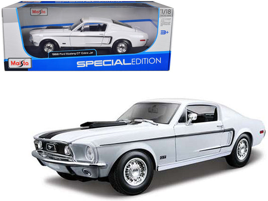 1968 Ford Mustang CJ Cobra Jet White 1/18 Diecast Model Car by Maisto by Maisto