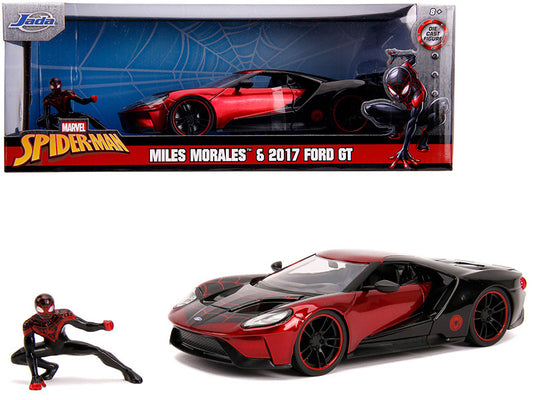 2017 Ford GT with Miles Morales Diecast Figurine "Spider Man" "Marvel" Series 1/24 Diecast Model Car by Jada by Jada