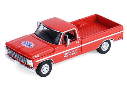 1969 Ford F-250 Pickup Truck Red and 1969 Chevrolet Camaro Z28 "Dan Fletcher" Orange with White Hood "NHRA Safety Team" with Enclosed Car Trailer "Racing Hitch & Tow" Series 6 1/64 Diecast Model Cars by Greenlight by Greenlight