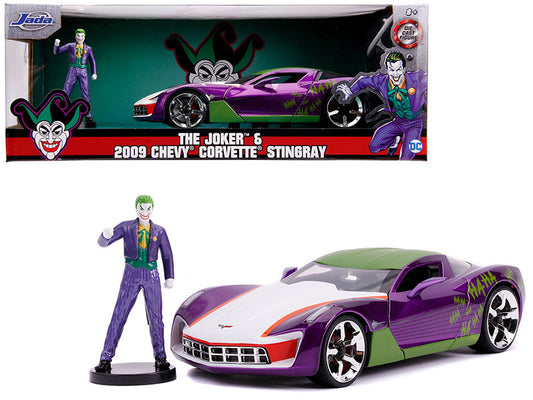 2009 Chevrolet Corvette Stingray with Joker Diecast Figurine "DC Comics" Series 1/24 Diecast Model Car by Jada by Jada